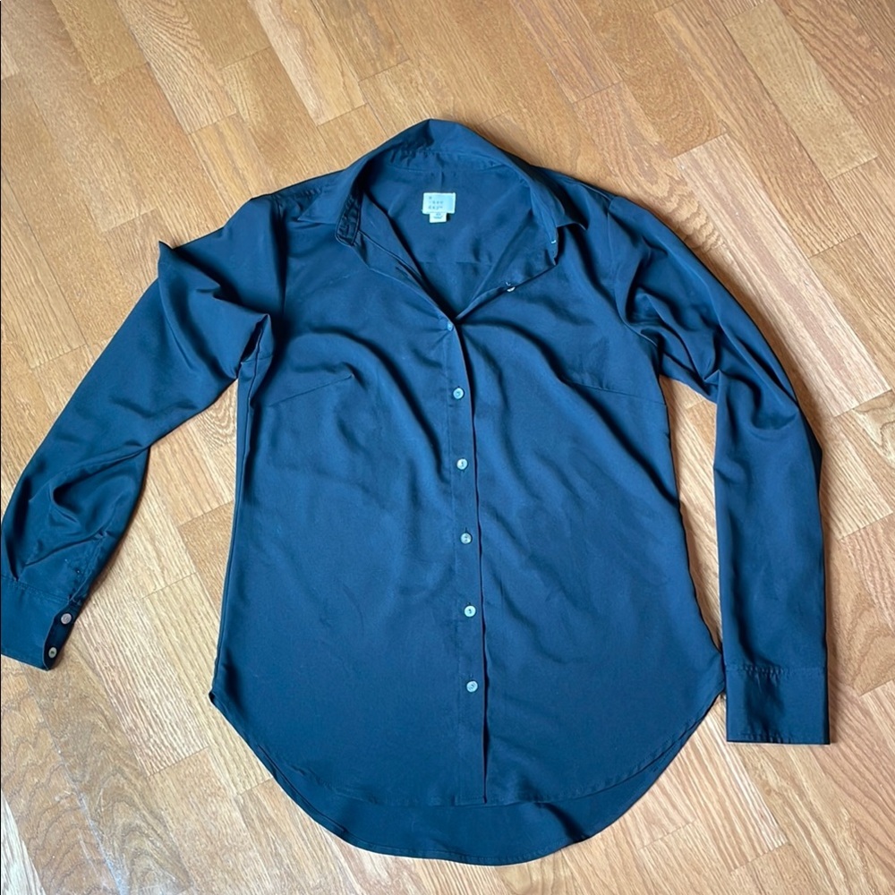 a new day Black Casual Button Down Shirt Long Sleeves